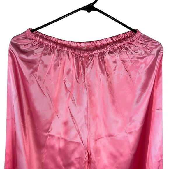 New Vintage Longevity Pink Satin Chinese Pajama Set Large Embroidered - Picture 14 of 16